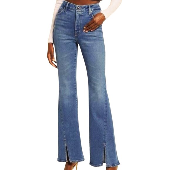 Good American Denim - Good American Flare Twisted Split Hem Denim Jeans Size 6/28